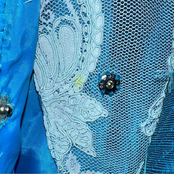 Vintage Custom Blue Lace Appliqué Blazer - Picture 13 of 15